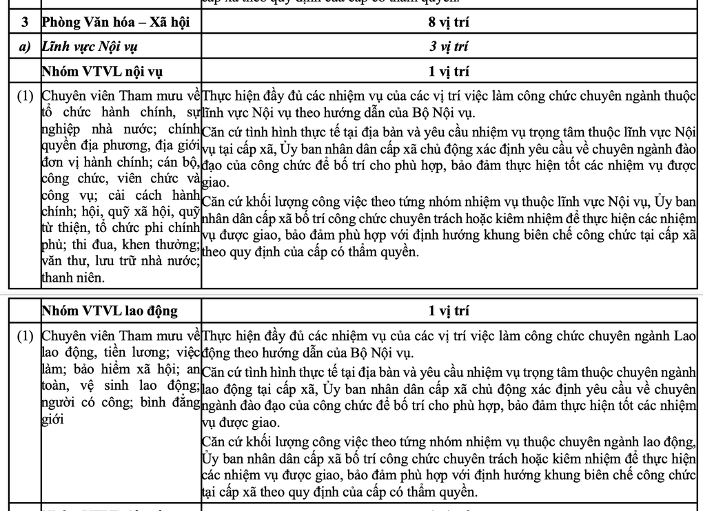 Chi tiết 20 vị trí việc làm dự kiến của công chức cấp xã - 5