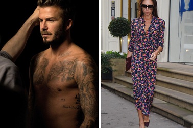 David Beckham khoe thân sáu múi, Victoria trẻ trung với họa tiết hoa