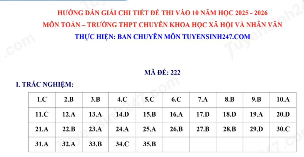 Đề thi, đáp án môn toán, tiếng Anh Trường chuyên Xã hội và Nhân văn Hà Nội - 5 Đề thi, đáp án môn toán, tiếng Anh Trường chuyên Xã hội và Nhân văn Hà Nội - 5