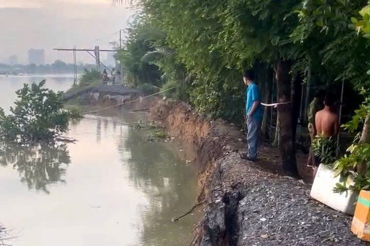 Sạt lở bờ đê ven sông ở TPHCM, lên phương án di dời 6 hộ dân - 1