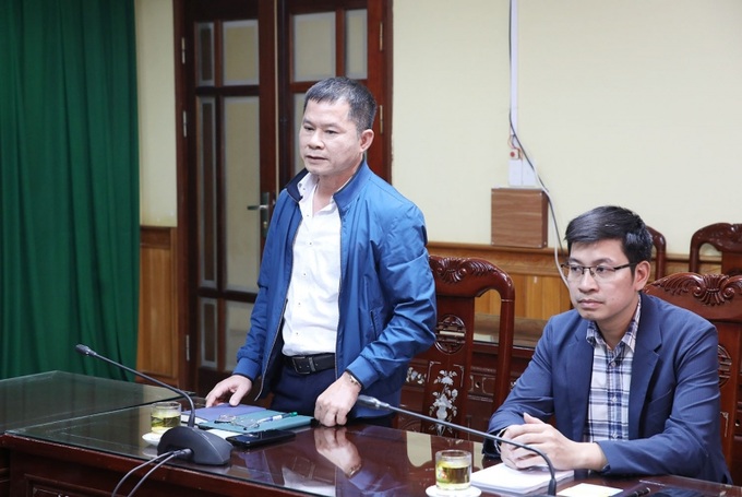 Ông Nguyễn Trí Dũng – Giám đốc kinh doanh xe máy điện, Công ty Cổ phần Phát triển Năng lượng Sơn Hà phát biểu tại buổi làm việc