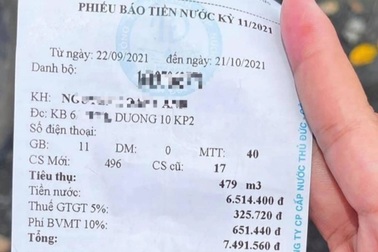 "Tá hỏa" nhận hóa đơn tiền nước tăng gấp 15 lần sau ngày giãn cách