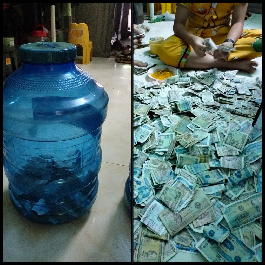 Hai chị em bỏ ống heo 3 năm được 6kg tiền lẻ đi mua vàng tặng cha - 3 Hai chị em bỏ ống heo 3 năm được 6kg tiền lẻ đi mua vàng tặng cha - 3