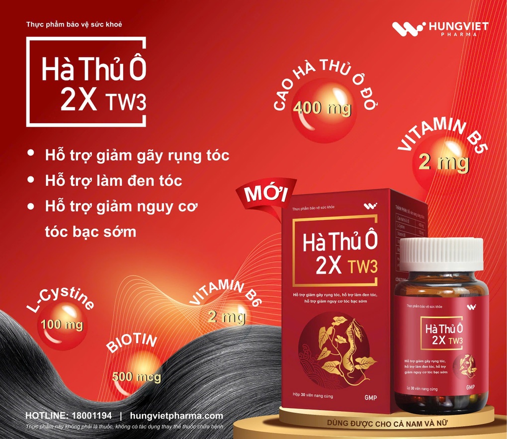 Hà Thủ Ô 2X TW3 hỗ trợ tóc chắc khỏe hơn - 2 Hà Thủ Ô 2X TW3 hỗ trợ tóc chắc khỏe hơn - 2