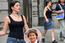 Con gái Tom Cruise gây bất ngờ khi lần đầu tiên trang điểm xuống phố