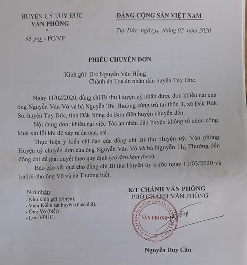 Yêu cầu sớm tổ chức xin lỗi 2 vợ chồng bị kết án oan tại Đắk Nông - 2 Yêu cầu sớm tổ chức xin lỗi 2 vợ chồng bị kết án oan tại Đắk Nông - 2
