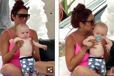 Amy Childs diện áo tắm sau khi sinh con 3 tháng