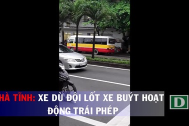 Hình ảnh xe dù đội lốt xe buýt hoạt động trái phép ở Hà Tĩnh