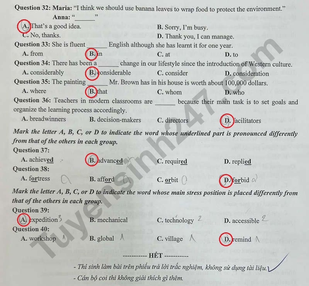 Đáp án, đề thi tất cả các môn kỳ thi lớp 10 tại Hải Phòng năm 2024 - 18 Đáp án, đề thi tất cả các môn kỳ thi lớp 10 tại Hải Phòng năm 2024 - 18