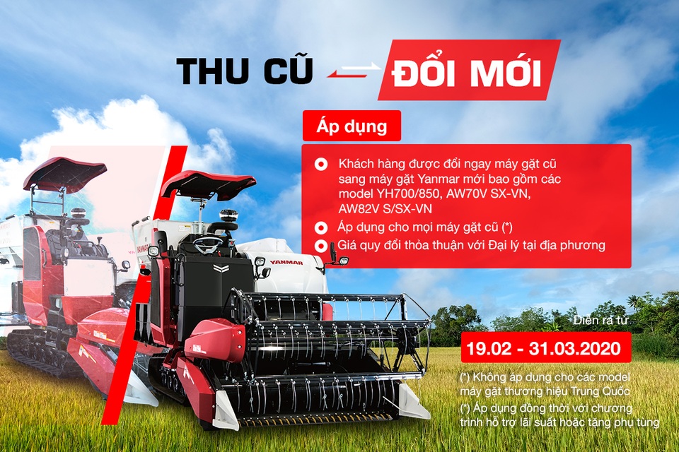 Chương trình thu máy gặt cũ, đổi máy gặt mới của Yanmar Việt Nam - 3 Chương trình thu máy gặt cũ, đổi máy gặt mới của Yanmar Việt Nam - 3
