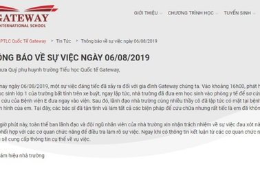 Trường quốc tế Gateway thông báo nhận trách nhiệm để học sinh lớp 1 tử vong trên xe đưa đón