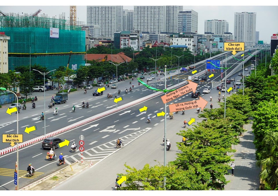 Cấm xe khách, xe tải, xe máy đi đường trên cao Mai Dịch - Nam Thăng Long - 2 Cấm xe khách, xe tải, xe máy đi đường trên cao Mai Dịch - Nam Thăng Long - 2
