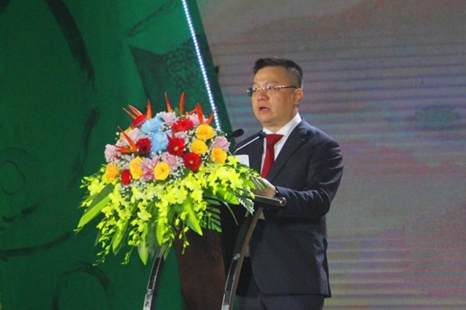 Ông Lê Quốc Minh, Ủy viên Trung ương Đảng, Tổng Biên tập Báo Nhân Dân, Phó Trưởng Ban Tuyên giáo Trung ương, Chủ tịch Hội Nhà báo Việt Nam phát biểu tại lễ kỷ niệm.