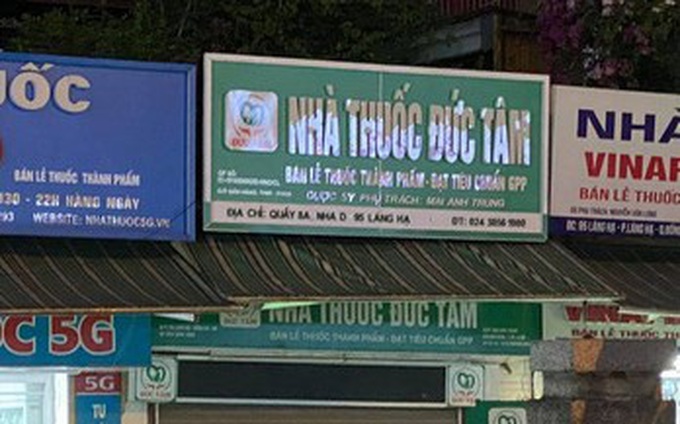 Hà Nội đình chỉ hoạt động kinh doanh dược tại nhà thuốc Đức Tâm