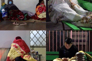 Hà Nội: Người nhà bệnh nhân co ro trong bệnh viện dưới cái rét 9 độ C