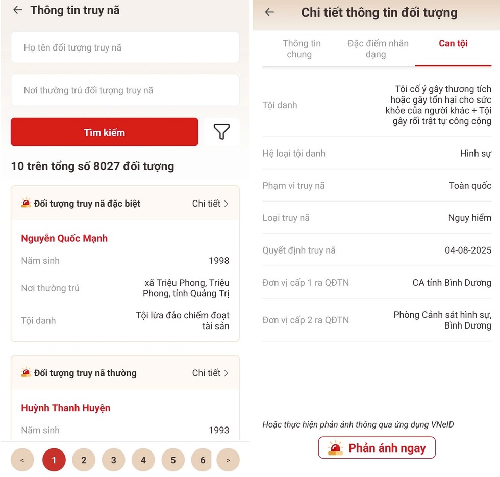 Hướng dẫn dùng VNeID tra cứu danh sách đối tượng bị truy nã trên toàn quốc - 3 Hướng dẫn dùng VNeID tra cứu danh sách đối tượng bị truy nã trên toàn quốc - 3