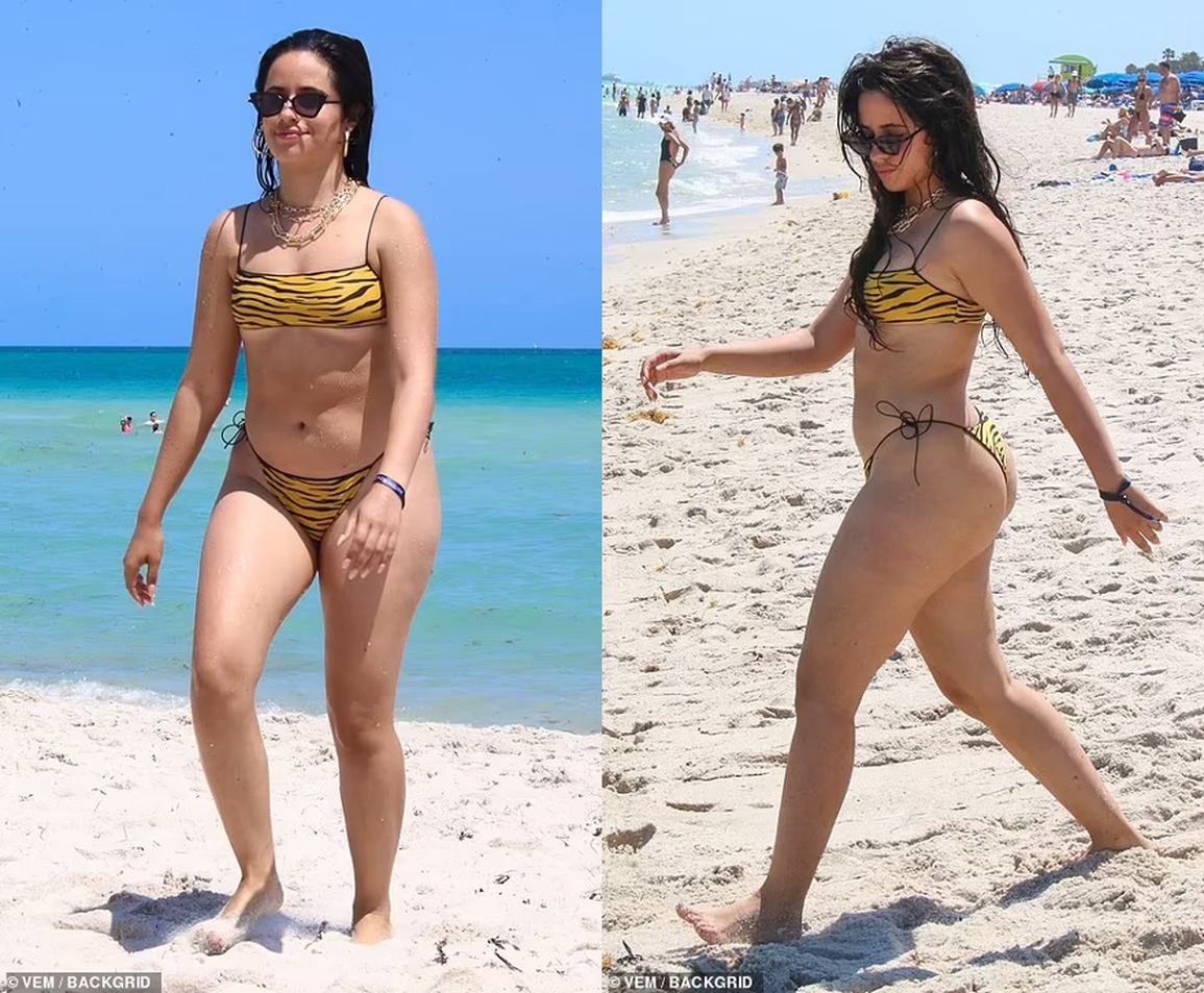 Mặc bikini, Camila Cabello không dám thở khi bị thợ săn ảnh đeo bám - 1