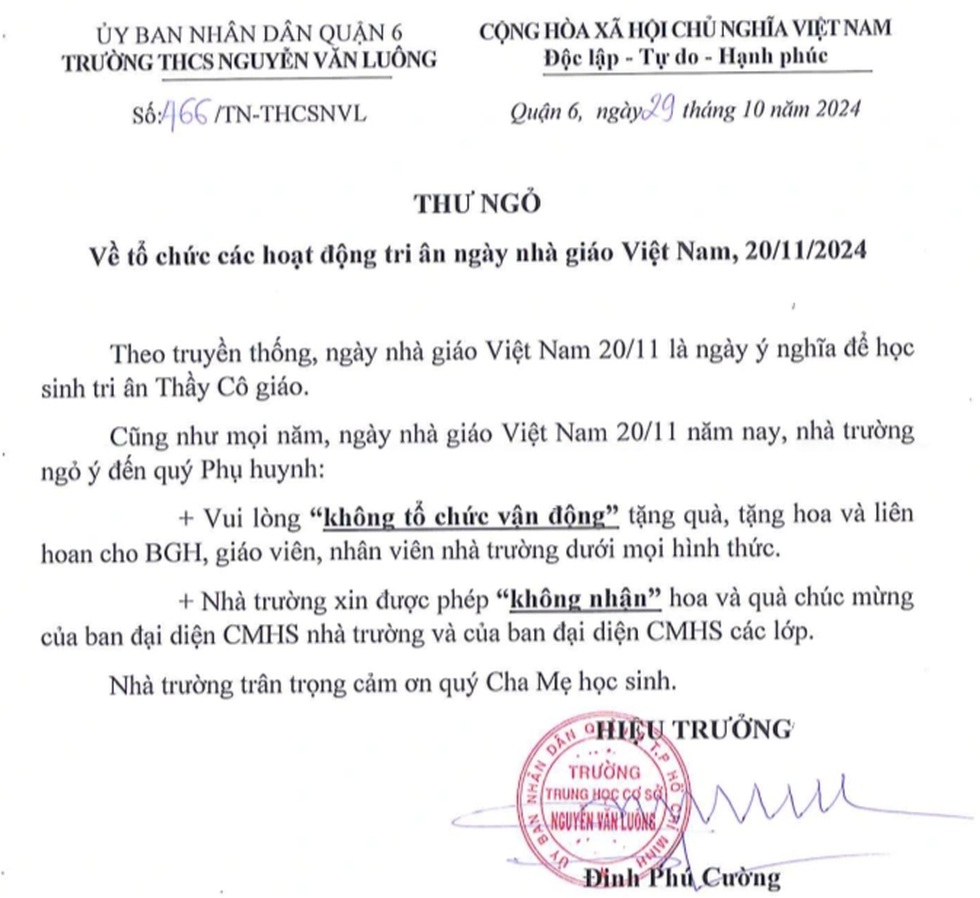 Hiệu trưởng xin đổi quà sang... tiền và ngôi trường không có quỹ phụ huynh - 2 Hiệu trưởng xin đổi quà sang... tiền và ngôi trường không có quỹ phụ huynh - 2
