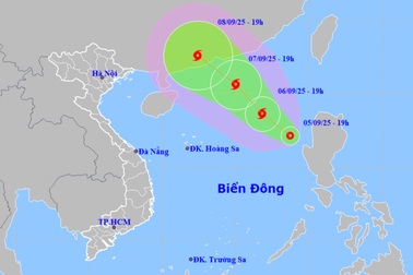 Vùng nguy hiểm trên Biển Đông trong 24 giờ tới