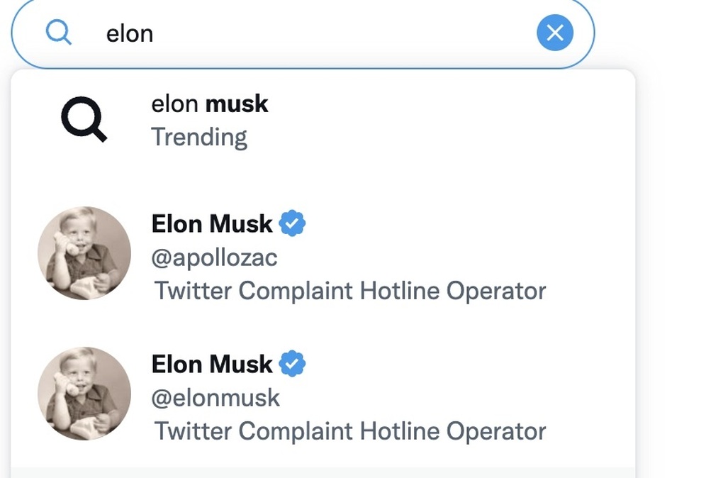 Tài khoản mạo danh Elon Musk có gắn dấu tích xanh xuất hiện ở kết quả tìm kiếm trước cả tài khoản chính chủ trên Twitter (Ảnh chụp màn hình). Tài khoản mạo danh Elon Musk có gắn dấu tích xanh xuất hiện ở kết quả tìm kiếm trước cả tài khoản chính chủ trên Twitter (Ảnh chụp màn hình).