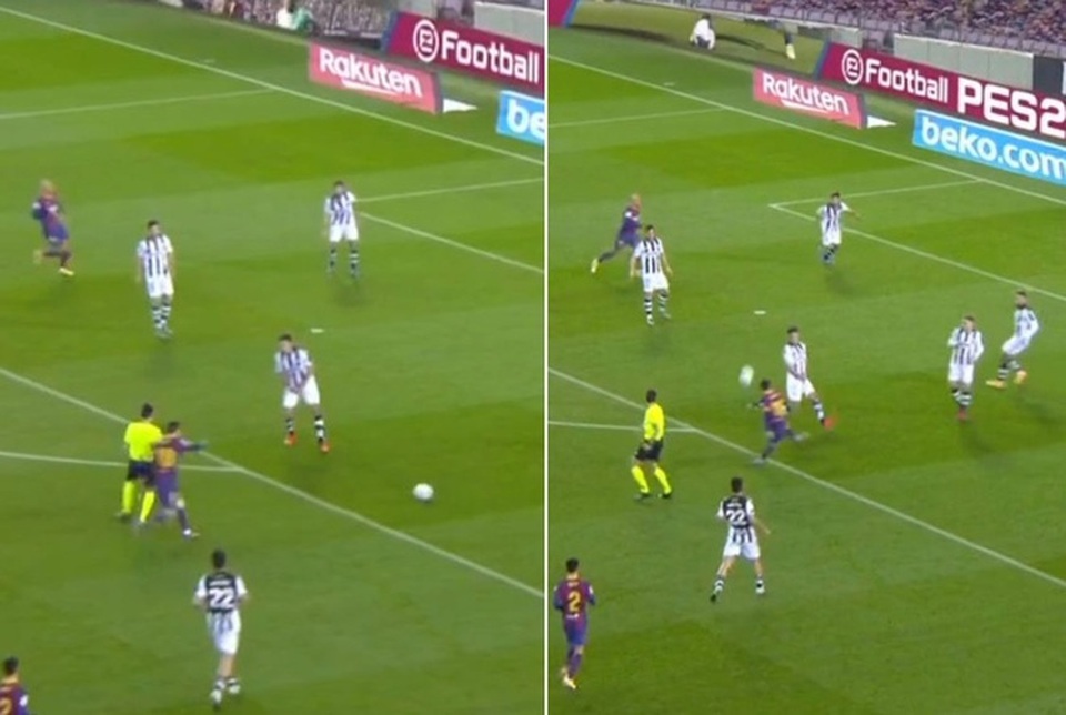 Messi nổi nóng vì bị trọng tài... cản đường - 1 Messi nổi nóng vì bị trọng tài... cản đường - 1