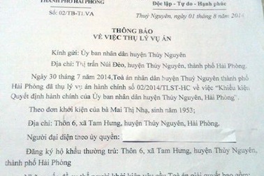 Khúc mắc trong việc đền bù thu hồi đất, người dân khởi kiện UBND huyện Thủy Nguyên