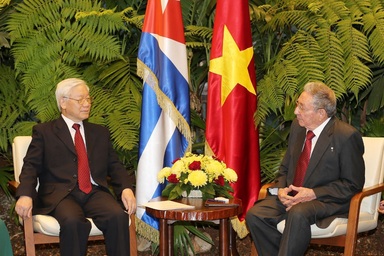 Chủ tịch Cuba Raul Castro hội đàm với Tổng Bí thư Nguyễn Phú Trọng