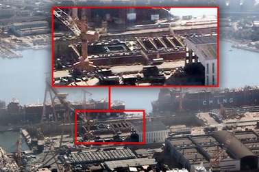 Bức ảnh cho thấy Trung Quốc có thể sắp đóng tàu sân bay hạt nhân đầu tiên