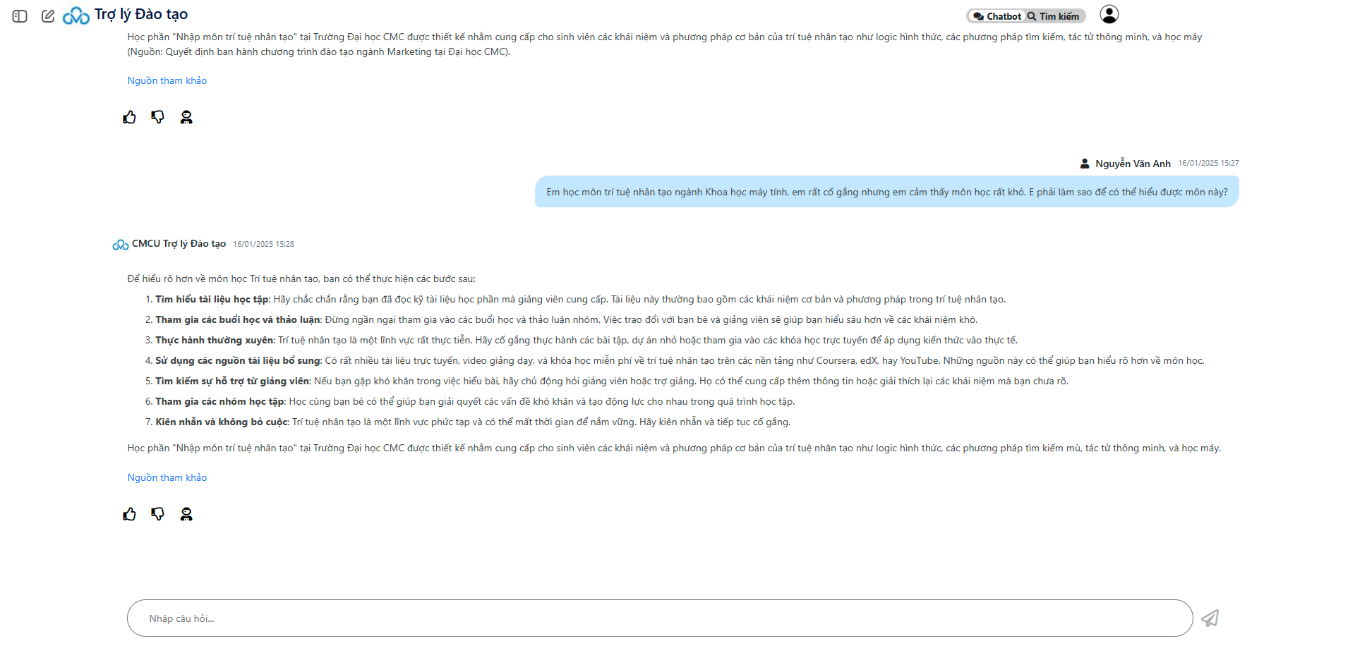 Trường Đại học CMC tiên phong triển khai trợ lý đào tạo AI - 2 Trường Đại học CMC tiên phong triển khai trợ lý đào tạo AI - 2