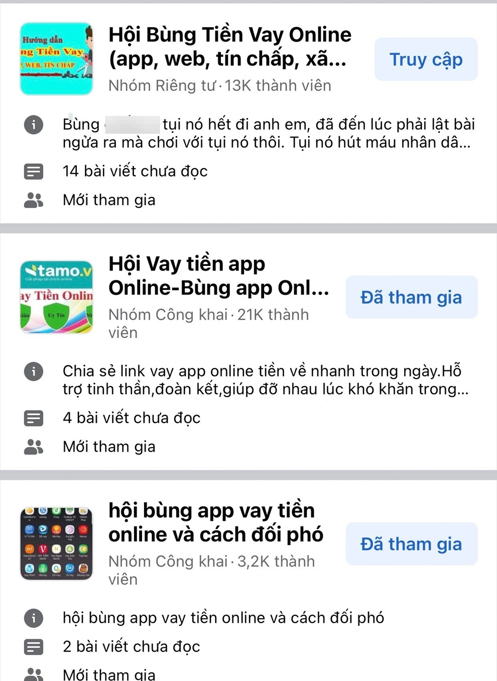 Nở rộ hội nhóm hướng dẫn quỵt nợ, bùng tiền vay qua ứng dụng - 1 Nở rộ hội nhóm hướng dẫn quỵt nợ, bùng tiền vay qua ứng dụng - 1