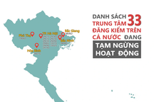 Sơ đồ 33 trung tâm đăng kiểm đang tạm dừng hoạt động