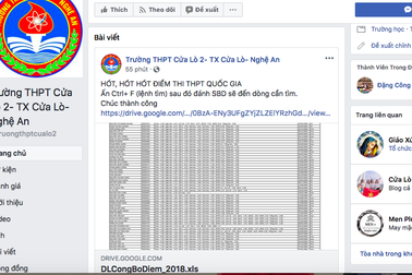 Lộ kết quả thi THPT quốc gia năm 2018 ở Nghệ An: Do sơ suất kỹ thuật
