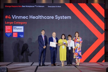 Vinmec được vinh danh "Top 5 nơi làm việc xuất sắc nhất Việt Nam"