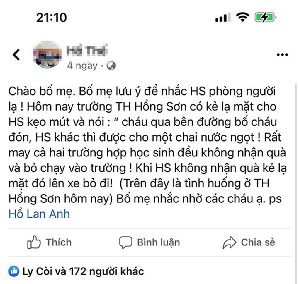 Không có chuyện bắt cóc học sinh tại các trường ở Nghệ An - 1 Không có chuyện bắt cóc học sinh tại các trường ở Nghệ An - 1