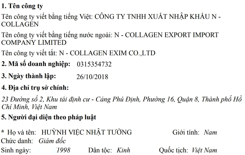 Wer steckt hinter dem Unternehmen, das die von Ngan Collagen beworbenen Produkte zur Gewichtsabnahme verkauft? - 1 Ai đứng sau công ty bán sản phẩm giảm cân do Ngân Collagen quảng cáo? - 1