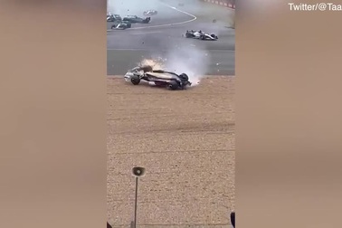 Hình ảnh vụ tai nạn của Chu Quán Vũ được khán giả quay từ khán đài