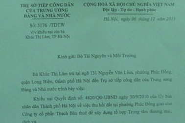 Thanh tra Chính phủ đề nghị xem xét khiếu nại của công dân phường Phúc Đồng 