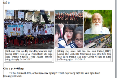 Hình ảnh về thầy Văn Như Cương và bác sĩ Nguyễn Anh Trí vào đề Văn