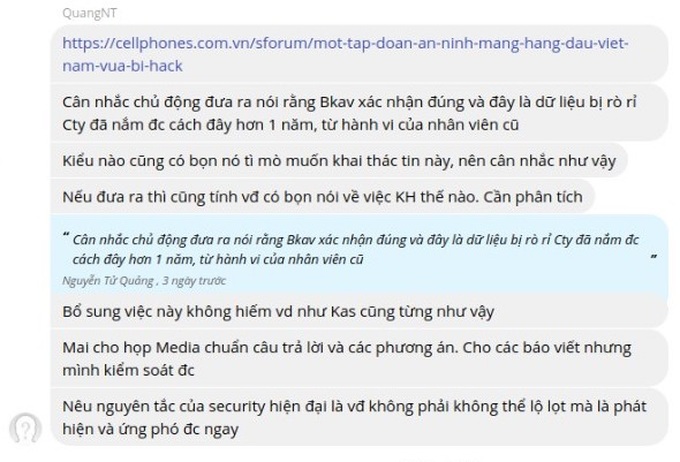 Sau mã nguồn BKAV Pro, đến cả nhóm chat Ban giám đốc BKAV cũng bị hacker tung lên mạng - Ảnh 3.