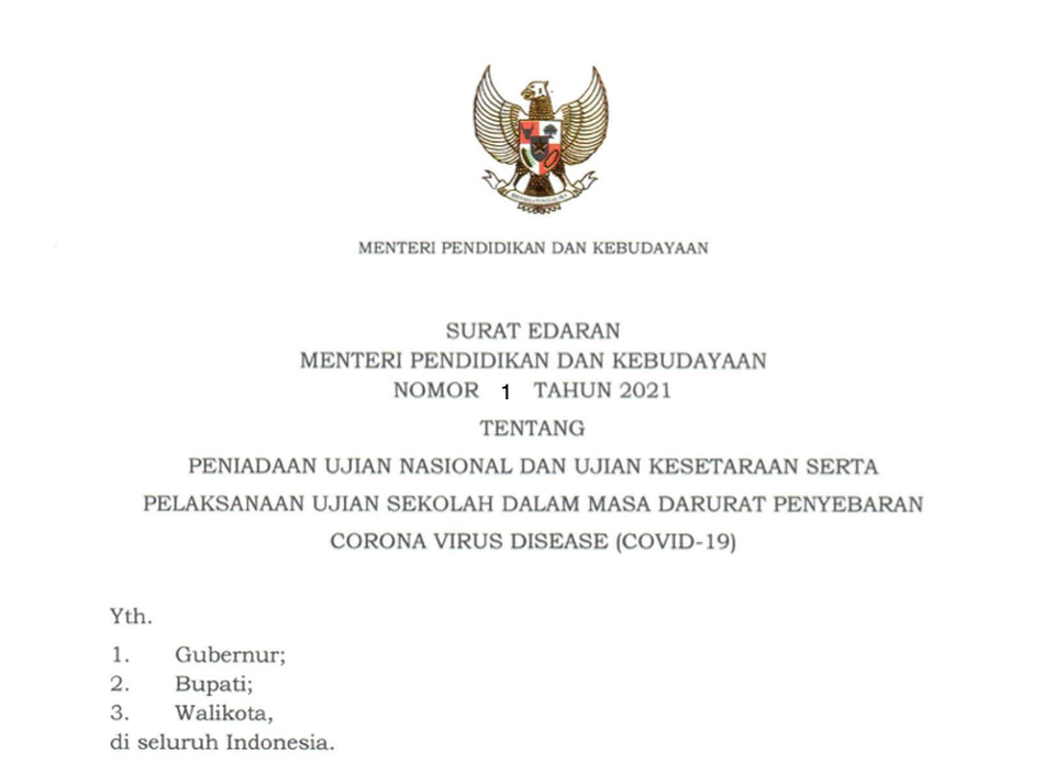 Indonesia: Chính phủ tuyên bố hủy bỏ các kỳ thi trong năm 2021 - 1 Indonesia: Chính phủ tuyên bố hủy bỏ các kỳ thi trong năm 2021 - 1