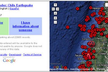Google ra mắt trang web tìm người sau động đất ở Chile