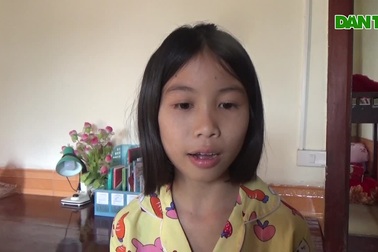 Bé Nguyễn Thị Hiền cảm ơn những tấm lòng hảo tâm