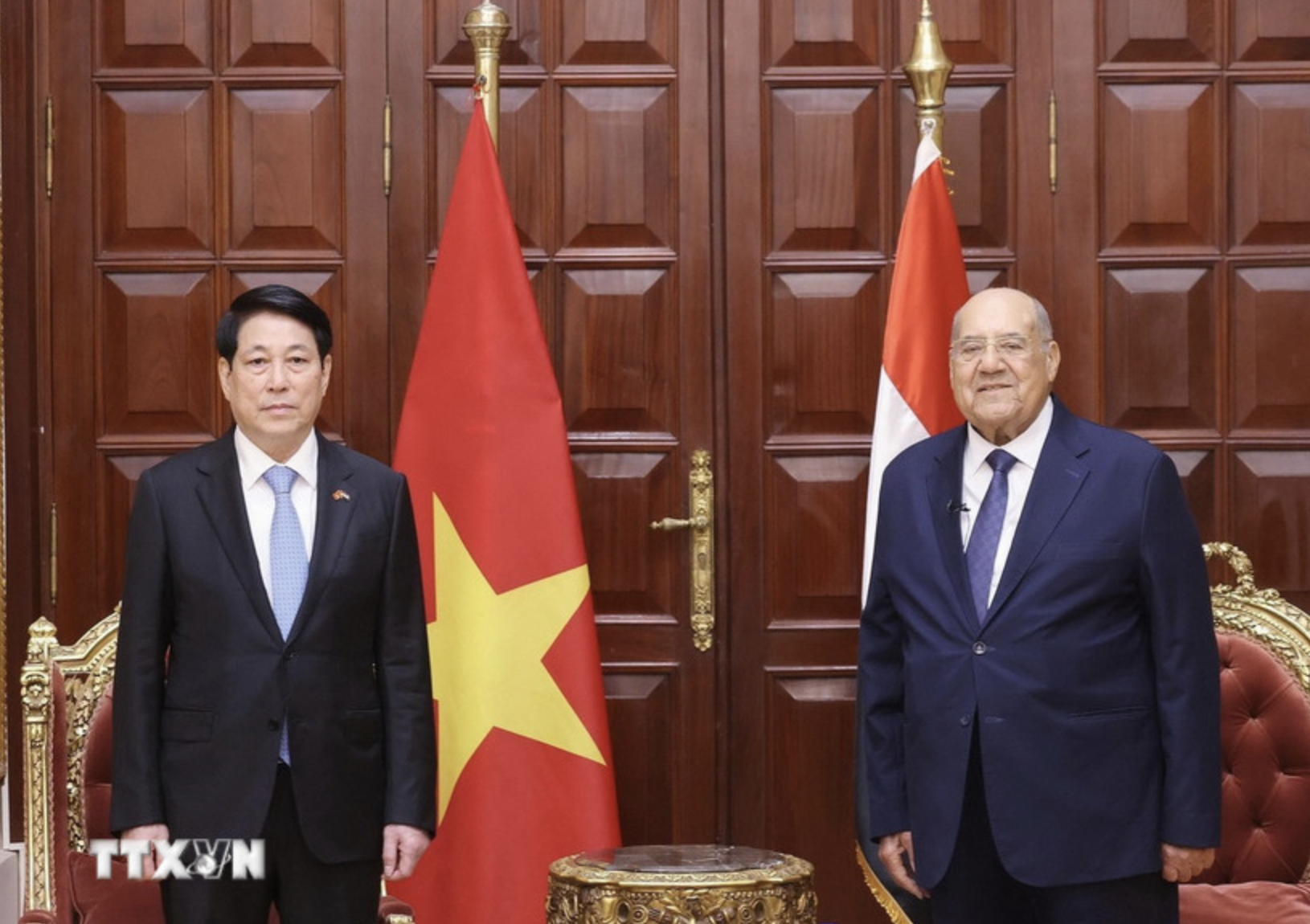 Chủ tịch nước Lương Cường hội kiến Chủ tịch Thượng viện Ai Cập - 1