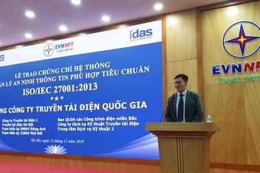 EVNNPT nhận chứng chỉ “Quản lý an ninh thông tin phù hợp tiêu chuẩn ISO/IEC 27001:2013”