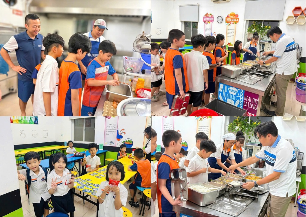 ស្នាក់នៅសាលាមួយយប់ដោយសារទឹកជំនន់ សិស្សច្រៀងខារ៉ាអូខេ គ្រូធ្វើបបរ - ៦ Ở lại trường qua đêm vì mưa ngập, học sinh hát karaoke, thầy cô nấu cháo gà - 6
