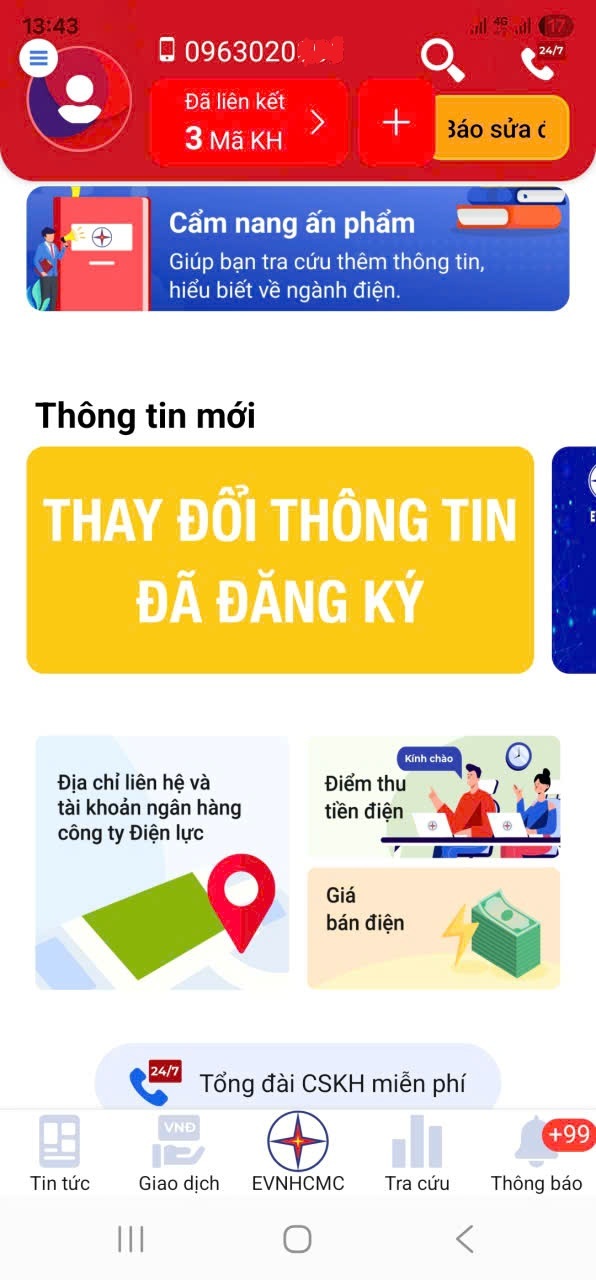 EVNHCMC hướng dẫn thay đổi thông tin trên ứng dụng và trang web - 1