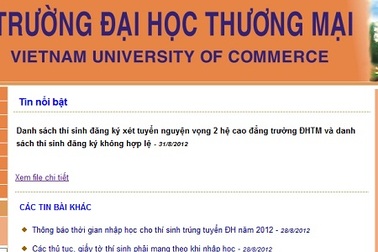 ĐH Thương mại trả lại hồ sơ xét tuyển cho hàng loạt thí sinh 