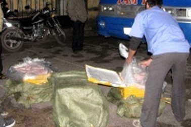 Phát hiện thêm một xe khách chở 300 kg nội tạng thối