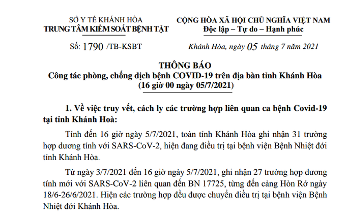 Ghi nhận 31 trường hợp dương tính với SARS-CoV-2, Khánh Hòa yêu cầu người đến tỉnh phải có giấy xét nghiệm PCR