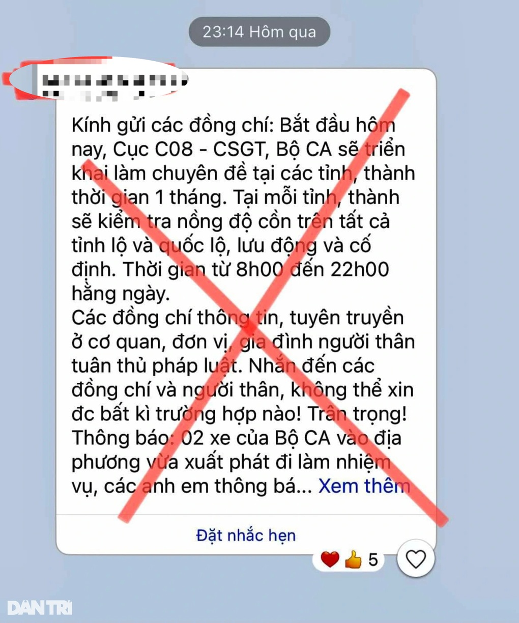 Thực hư thông tin cảnh báo Cục CSGT về địa phương kiểm tra nồng độ cồn - 1